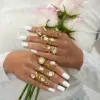 Wholesale 304 Stainless Steel 18K Gold Plated Women Stainless Steel Zircon Geometric Open Ring Women Jewelry Accessories Holiday Gifts