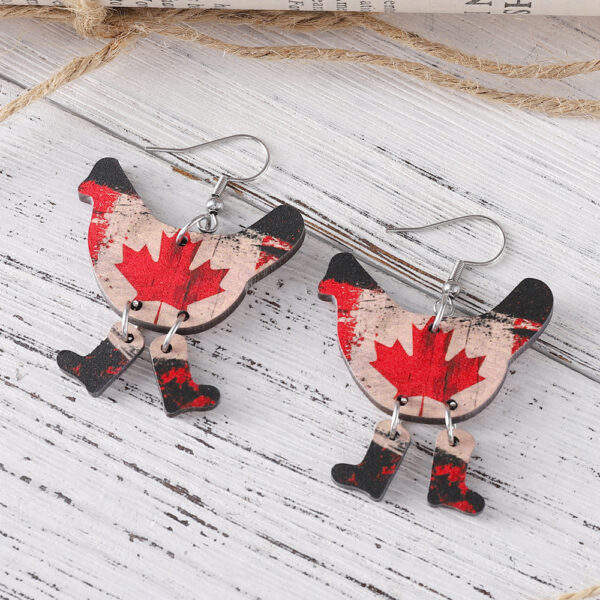 Wholesale Hen boots with wooden double-sided earrings