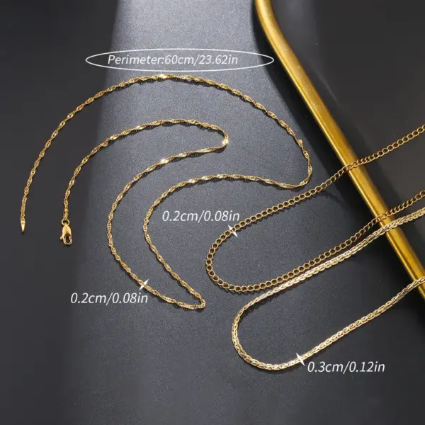 202 Stainless Steel Solid Color Electroplating 14K Gold Plated 18K Gold Plated Vintage Style Waterproof Non Tarnish Plating Gold Pendant Necklace