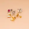 1 Piece 316L Stainless Steel Copper Zircon Ear Cartilage Rings & Studs Heart Shape Butterfly Waterproof Non Tarnish Surgical Steel