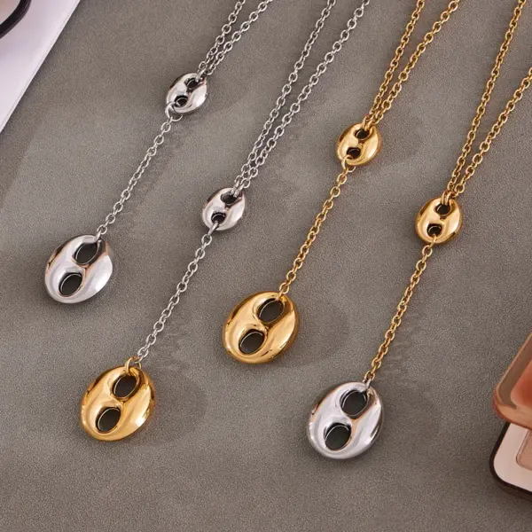 304 Stainless Steel Geometric PVD Coated Stone-Free 18K Gold Plated Glam Handmade Novelty Handmade Chain Lobster Trigger Clasp Closure Y-Necklace Necklace