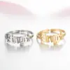 Wholesale PVD Coated 18K Gold Real Gold Plated Letter 201 Stainless Steel Fashion Waterproof Non Tarnish Rings