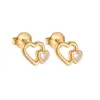 Wholesale 1 Pair IG Style Heart Shape Plating 304 Stainless Steel Zircon Ear Studs