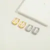 Wholesale 304 Stainless Steel Triangle Square PVD Coated Elegant Retro Hollow Out Gold Earrings