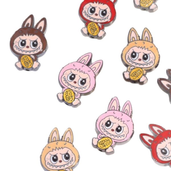 Wholesale popmart cartoon cloth alloy through hole diy cute grain heavy industry beads mobile phone chain key chain bracelet accessories