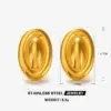 Wholesale Ion Plating (IP) 18K Gold Plated Oval 304 Stainless Steel Elegant Glam Hip-Hop Waterproof Non Tarnish Ear Studs