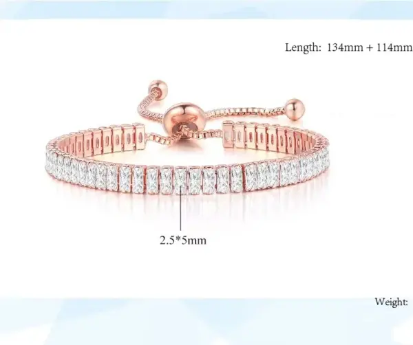 Wholesale Glam Rectangle Copper Plating Zircon Bracelets