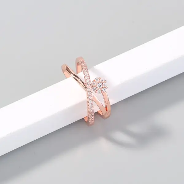 Wholesale Copper Leaf Crown Butterfly Zircon Open Rings