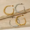 PVD Coated Real Gold Plated 16K White Plating Solid Color 304 Stainless Steel Simple Style Waterproof Non Tarnish Hoop Earrings