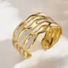 Wholesale European And American Fashion Exaggerated INS Style 304 Stainless Steel Furnace Vacuum Electroplating Gold Colorful Oil Drop Irregular Open Bracelet
