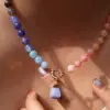 Wholesale Ion Plating (IP) 18K Gold Plated Palm Dolphin Heart Shape 304 Stainless Steel Crystal Glass Vacation Beach Waterproof Non Tarnish OT Clasp Toggle Closure Pendant Necklace