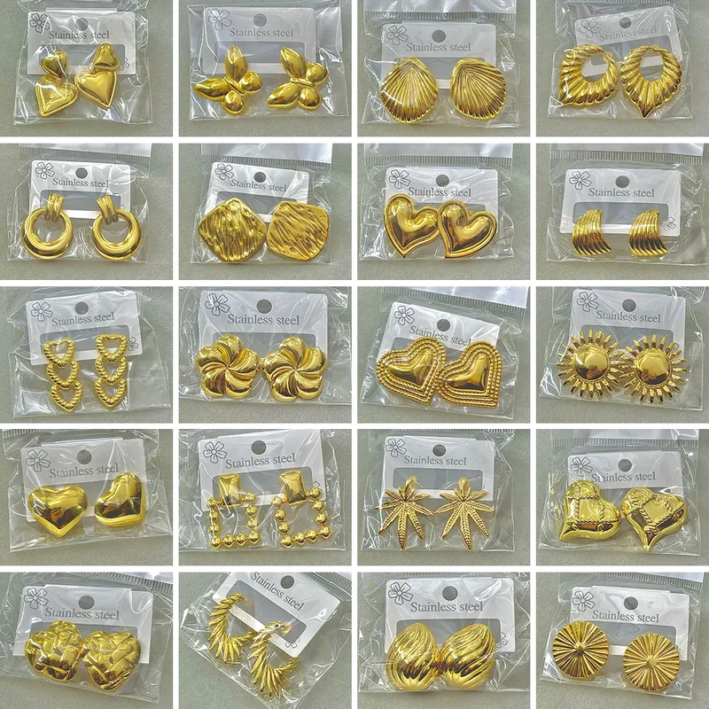 Wholesale Geometric Stud Earrings For Women In 304 Stainless Steel With Waterproof Non Tarnish Golden PVD Coated Plating And 0.03µm Thickness