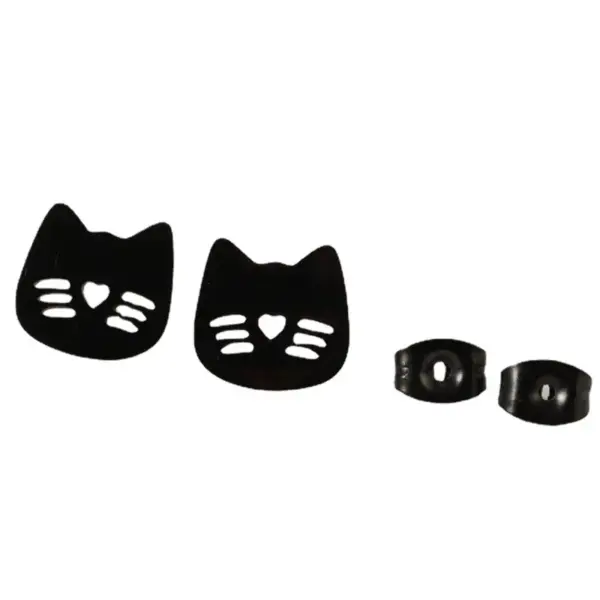 Wholesale PVD Coated 18K Gold Real Gold Plated Cat 304 Stainless Steel Cute Simple Style Waterproof Non Tarnish Ear Studs
