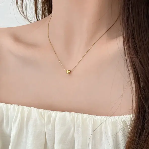 Wholesale Heart Shape Titanium Steel Copper Simple Style Necklace