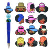 Wholesale Black girl cartoon ballint pen beaded craft