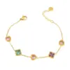 Wholesale New Gold Love Square Zircon Bracelet Light Luxury Elegant Titanium Steel Plated 18K Gold Niche High-end Jewelry
