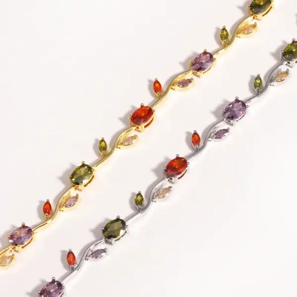 Luxury Micro-Set Zirconia Bracelet Elegant Diamond-Encrusted Branch Design Fashionable Minimalist Style For Women Copper Chain