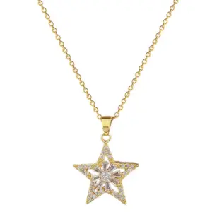 Wholesale PVD Coated Real Gold Plated Star Titanium Steel Copper Simple Style Waterproof Non Tarnish Earrings Necklace