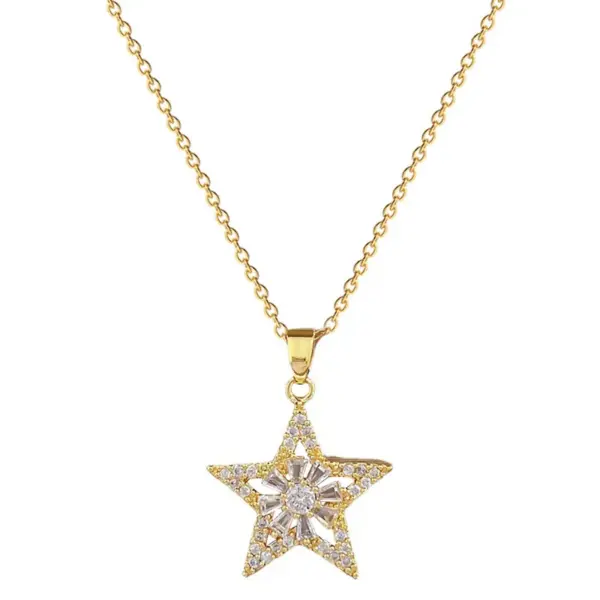 Wholesale PVD Coated Real Gold Plated Star Titanium Steel Copper Simple Style Waterproof Non Tarnish Earrings Necklace