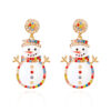 Wholesale Cute cartoon snowflake and snowman cookie pattern earrings