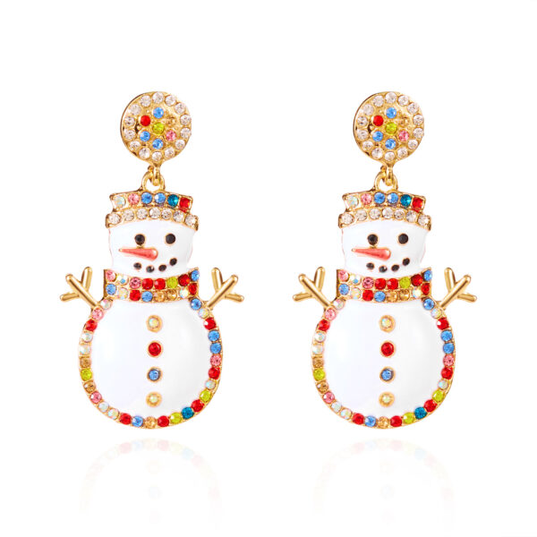 Wholesale Cute cartoon snowflake and snowman cookie pattern earrings