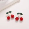 Wholesale Internet Celebrity New Jennie Same Style Earrings Cherry South Korea Internet Celebrity Cute Elegant Simple Super Cute Red Earrings