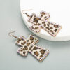 Wholesale Handmade Ins Shibuya Spice Y2K Niche Japanese Harajuku Exaggerated Cross Leather Leopard Earrings Earrings