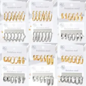 Wholesale 304 Stainless Steel Pentagram Red Heart PVD Coated Real Gold Plated Casual Vacation Simple Style Waterproof Non Tarnish Earrings