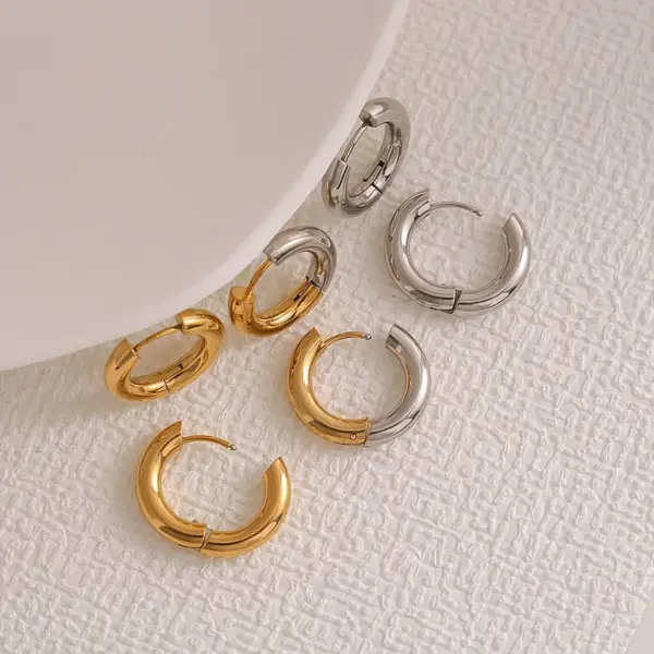 Ion Plating (IP) Round 304 Stainless Steel Casual Simple Style Waterproof Non Tarnish Earrings