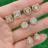 Wholesale 1 Pair Casual Elegant Cute Geometric Square Water Droplets Inlay Copper Zircon 18K Gold Plated Ear Studs