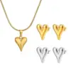 Wholesale 304 Stainless Steel Heart Shape Electroplated 18K Real Gold Plated Simple Style Commute Waterproof Non Tarnish Plating Earrings Necklace