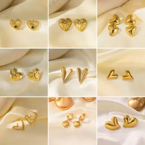 1 Pair Basic Simple Style Irregular Heart Shape Plating Titanium Steel Ear Studs