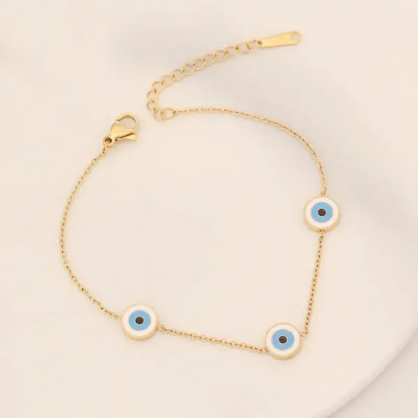 Wholesale PVD Coated 18K Gold Real Gold Plated Eye Stainless Steel INS Style Waterproof Non Tarnish 304 Stainless Steel Bracelets