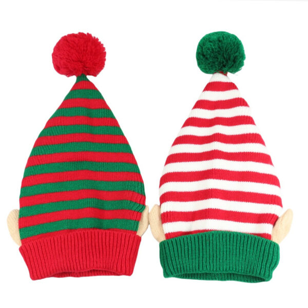Wholesale Small ear striped Christmas hat jacquard beanie