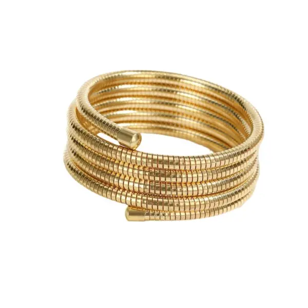 Simple Style Solid Color 304 Stainless Steel Spring Wrap Stretch Multilayer Bangle In Bulk