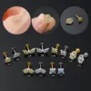 Wholesale Simple Style Solid Color Copper 18k Gold Plated White Gold Plated Zircon Ear Studs In Bulk