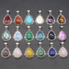 Wholesale Natural crystal agate semi-precious stone teardrop pendant