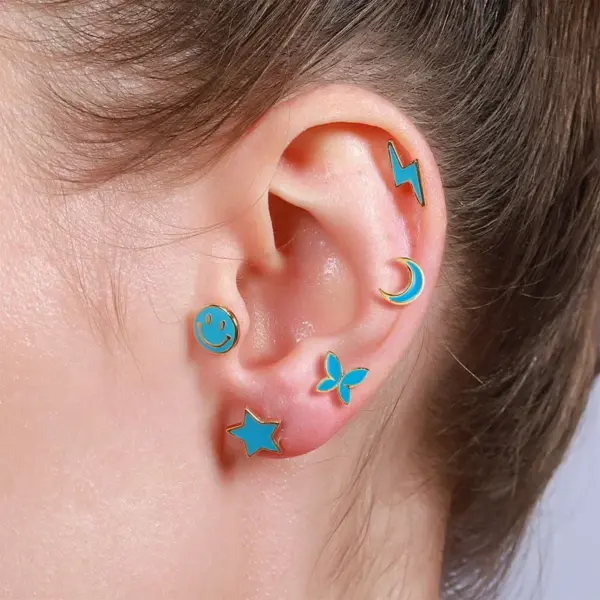 Wholesale Ear Cartilage Rings & Studs Simple Style Star Brass No Inlaid