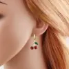 Wholesale 1 Pair Modern Style Simple Style Cherry Copper Zircon 18K Gold Plated Drop Earrings