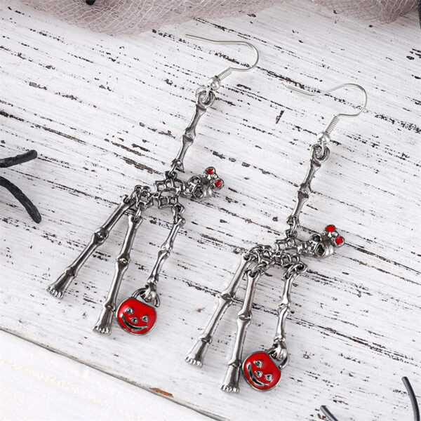 Wholesale Exaggerated Skeleton Handheld Pumpkin Bag Earrings