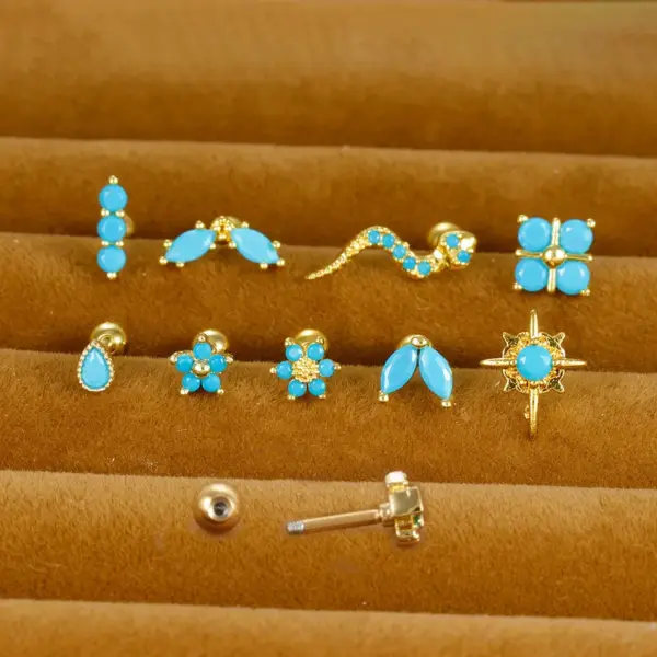 Wholesale 1 Piece Simple Style Geometric Flower Snake Plating Inlay Stainless Steel Rhinestones Earrings