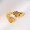 Wholesale Fashion Hug Palm Stainless Steel Open Ring 1 Piece