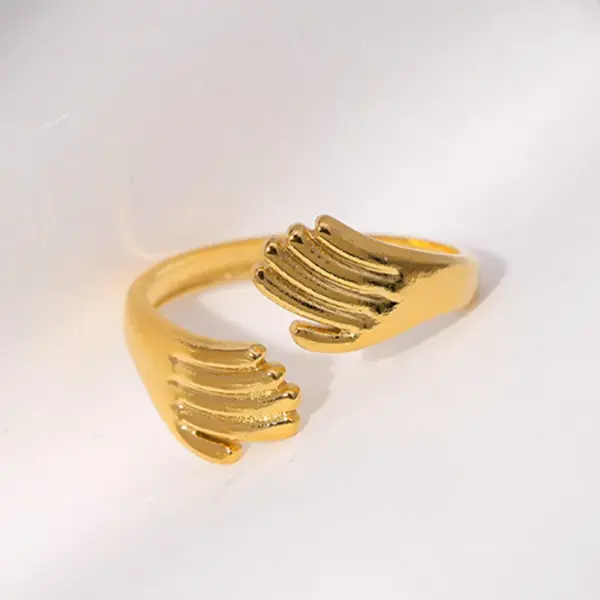 Wholesale Fashion Hug Palm Stainless Steel Open Ring 1 Piece