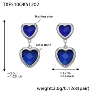 TXF510-Blue Faceted Stone Steel Color Earrings