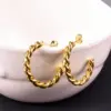 Vacuum Plating Real Gold Plated Geometric 304 Stainless Steel Waterproof Non Tarnish Hoop Earrings