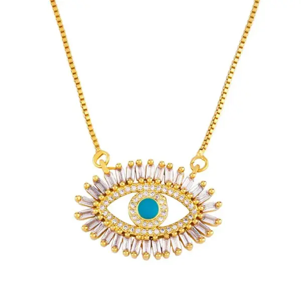 Wholesale Colorful Eye Eye Copper Retro Fashion Necklace