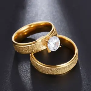 Wholesale Fashion Circle Stainless Steel Plating Inlay Zircon Rings 1 Piece
