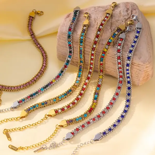 Wholesale Modern Style Classic Style Geometric 304 Stainless Steel Zircon Stainless Steel Bracelets In Bulk