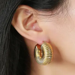 Wholesale 1 Pair Simple Style Round Plating Stainless Steel 18k Gold Plated Hoop Earrings