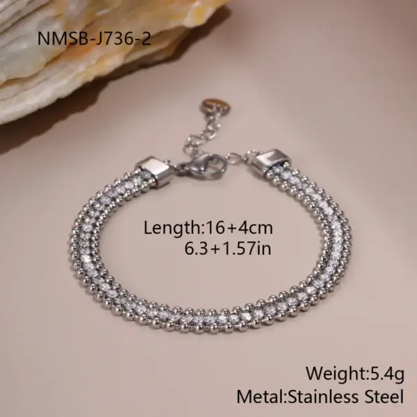 Inlaid Diamond Petite Titanium Steel Bracelet 304 Stainless Steel Non-fading Jewelry For Women